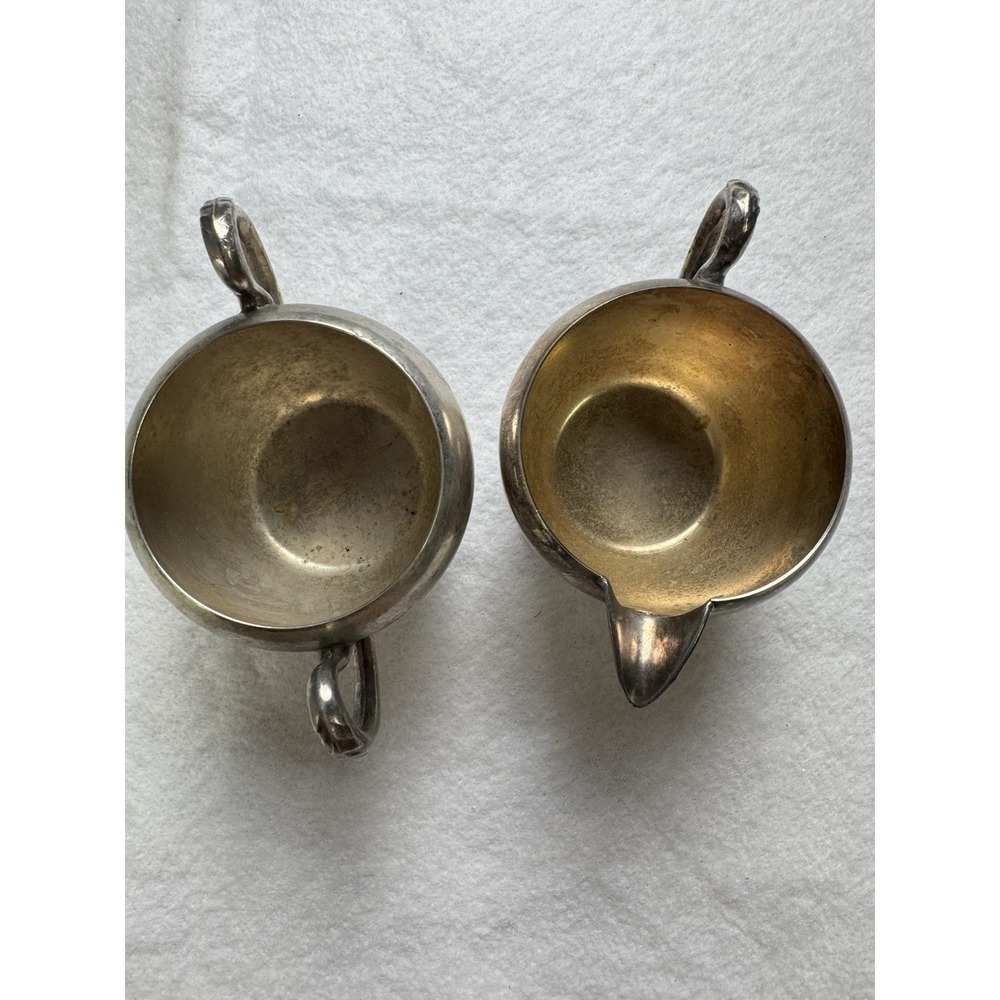 Vintage Silverplate Creamer & Sugar Bowl Set Footed Victorian Style - Picture 2 of 12